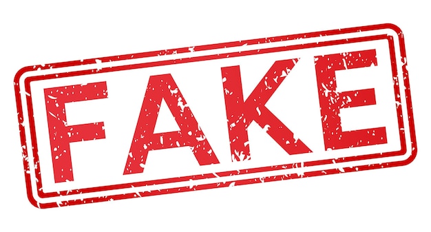 Вектор Наклейка red fake с векторной иллюстрацией гранжа