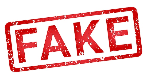 Вектор Наклейка red fake с векторной иллюстрацией гранжа