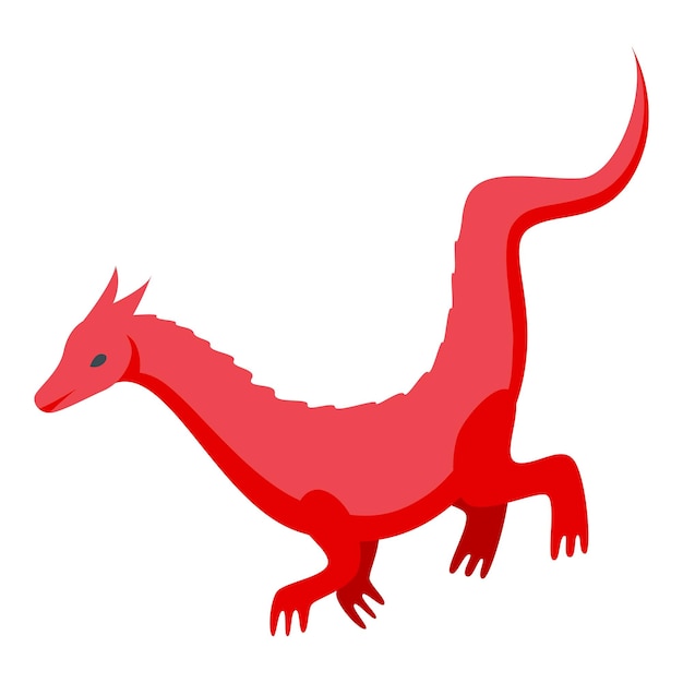 Red fantasy dragon walking side view