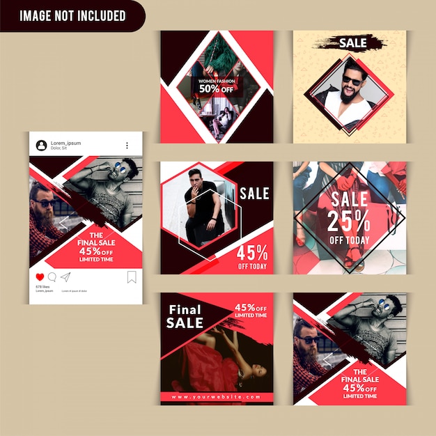 Vector red fashion social media post template