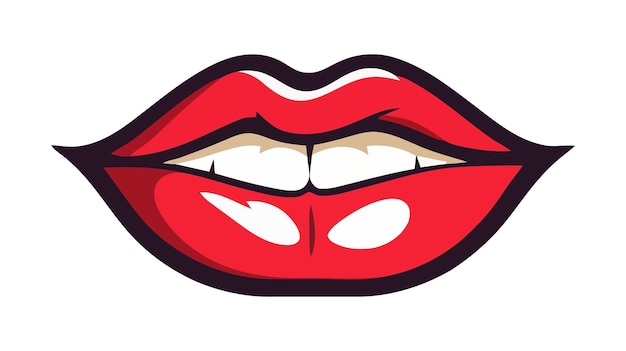 Red female lips isolated on a white background Vector illustration