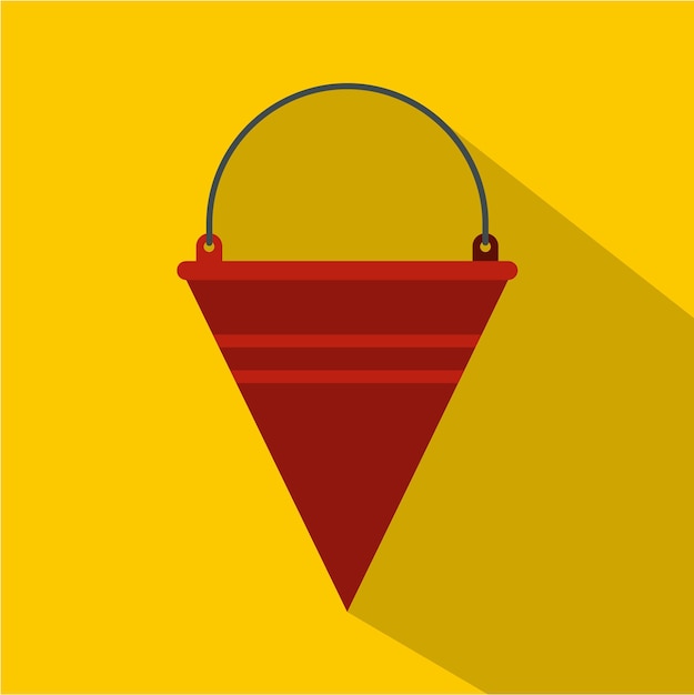 Red fire bucket icon flat illustration of red fire bucket vector icon for web isolated on yellow background
