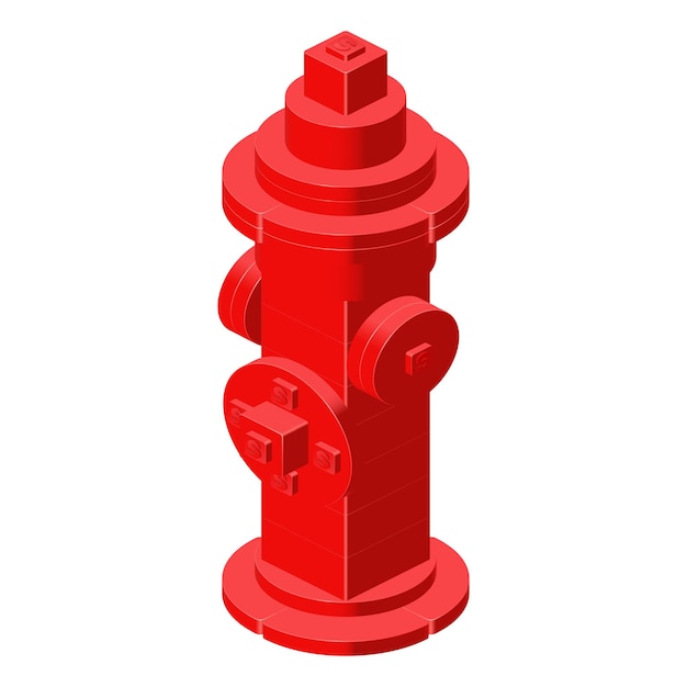 Вектор Красный пожарный гидрант в изометрическом стиле для печати и дизайнавекторная иллюстрация