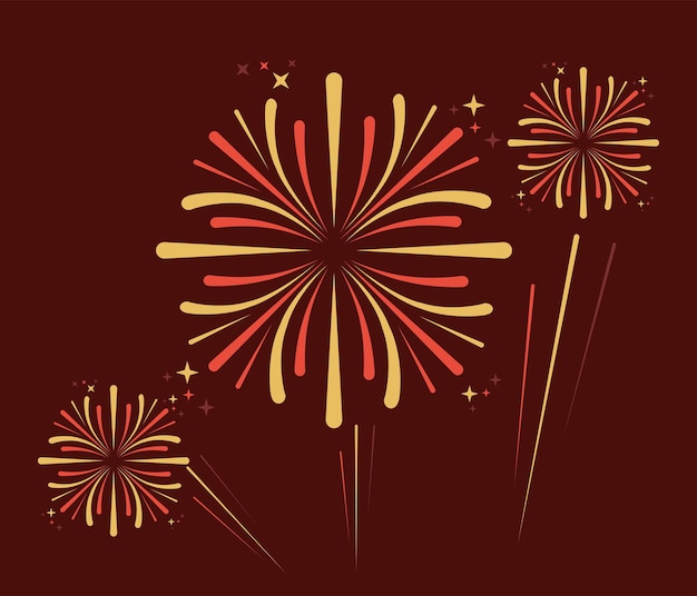 Vector red fireworks explosion icons