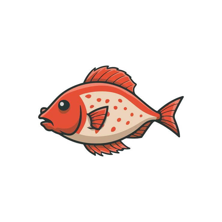 Premium Vector | Red fish cartoon on a white background