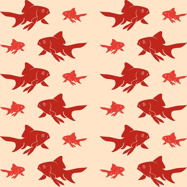 Red fish decorative seamless repeating pattern vector illustration background