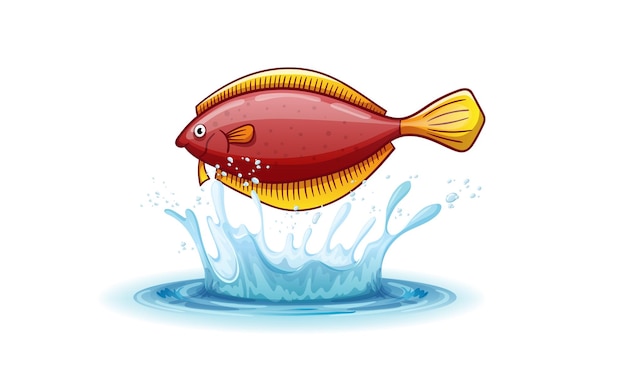 Vector red fish jumping out of the water