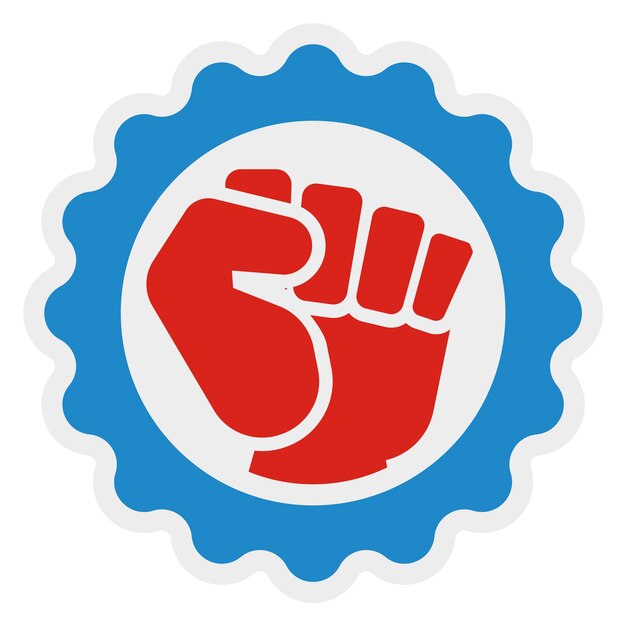 Vector red fist emblem power fight round symbol