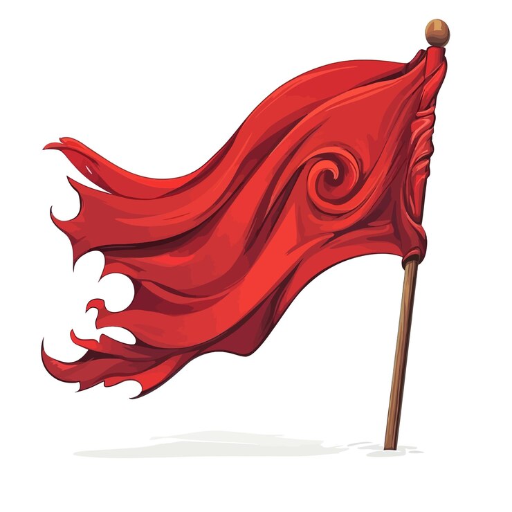 Vector a red flag with a spiral design on it