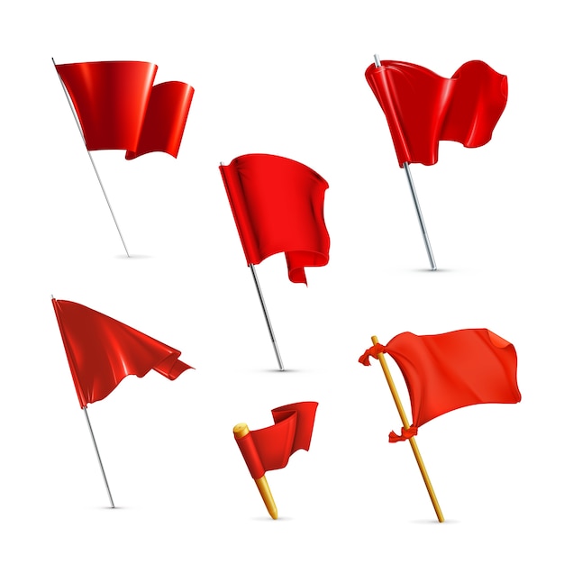 Vector red flags icon set