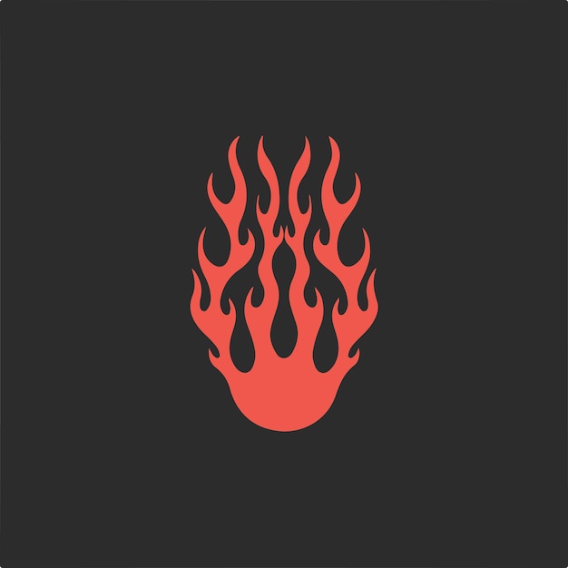 Red Flame Symbol Logo on Black Background Tribal Decal Stencil Tattoo Flat Vector Illustration