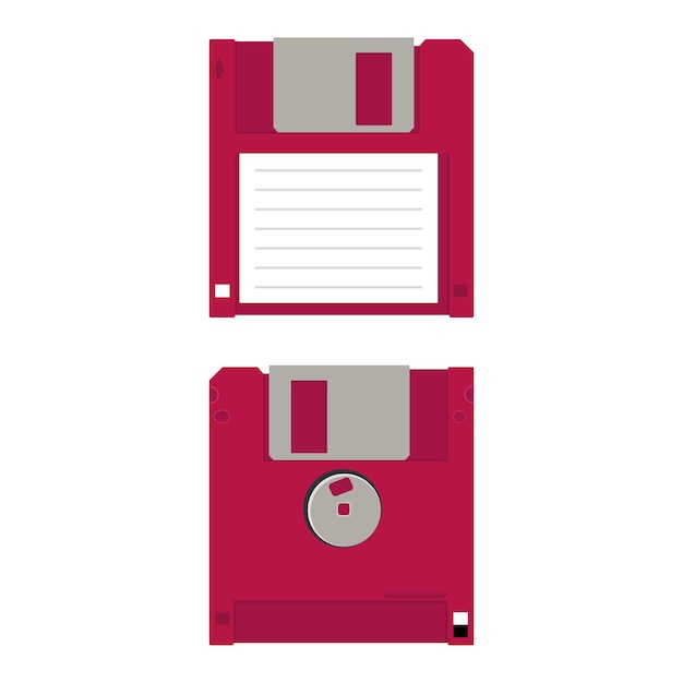 red floppy disks isolated on white background