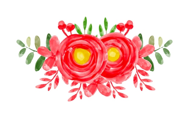 Red floral arrangement with watercolor