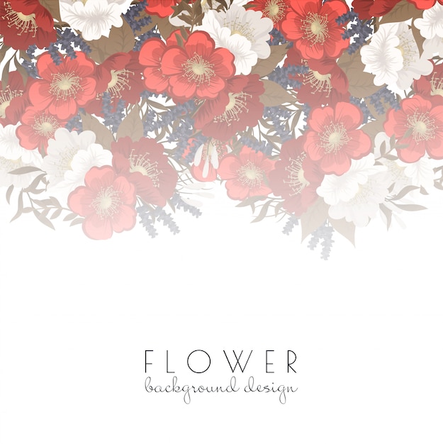 red floral background flower border