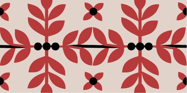 Vector red floral geometric pattern