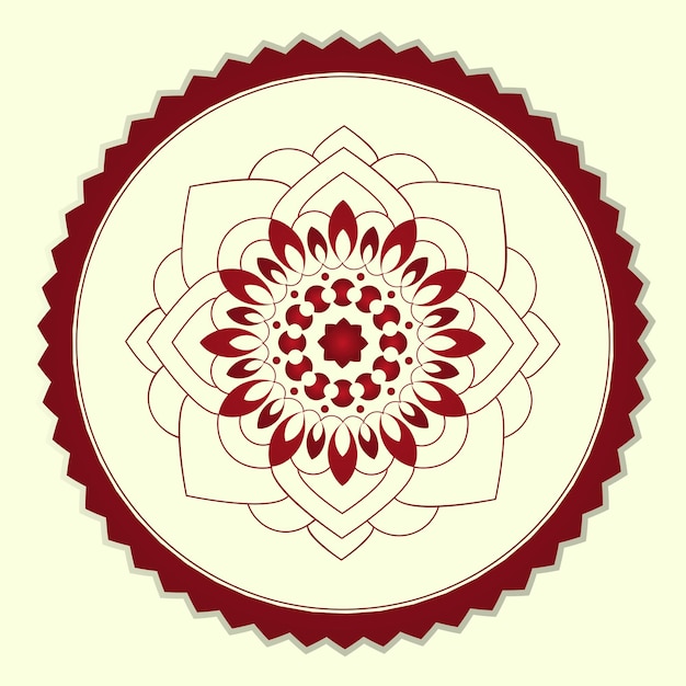 Vector red floral mandala design for coloring.