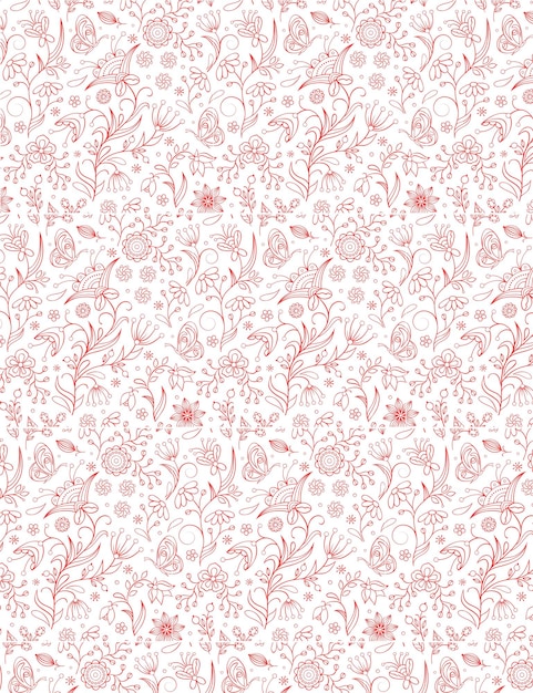 red Floral Seamless Pattern 1