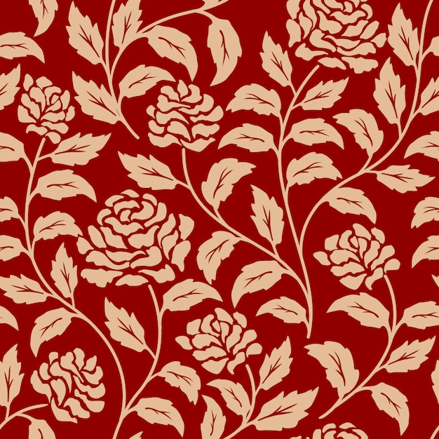 Red floral seamless pattern