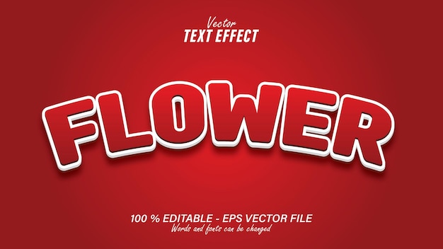 붉은 꽃 3d 텍스트 효과 디자인 템플릿 편집 가능한 eps 파일
