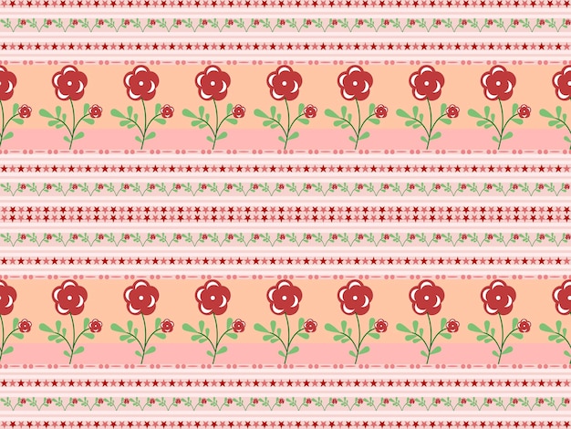 red flower cartoon character seamless pattern on pink background