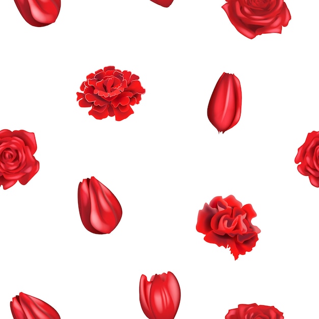 Vector red flower head seamless pattern background 3d vector illustration