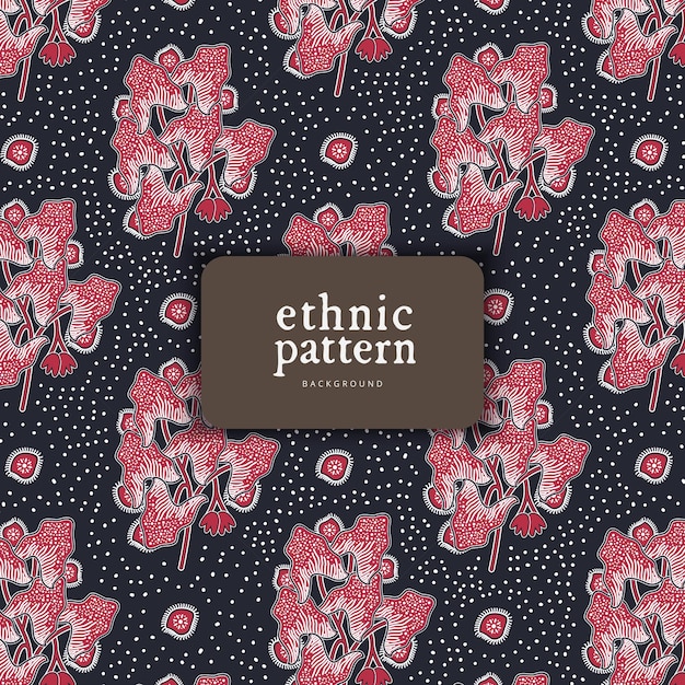 Red Flower Pattern. Indonesian Batik ethnic pattern design for background