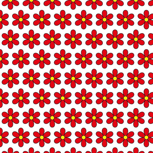 Red flower pattern on white background