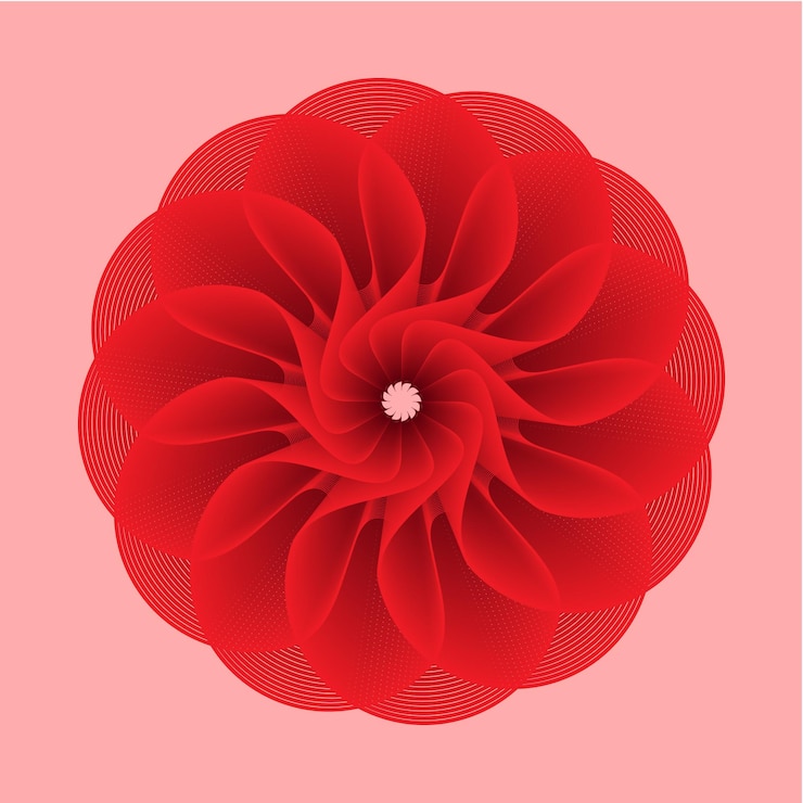 Vector red flower in a pink background
