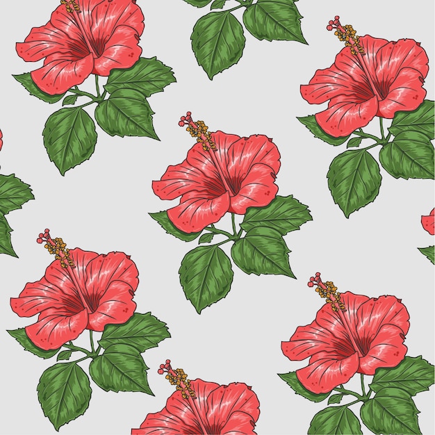 Vector red flower, vector editable layers