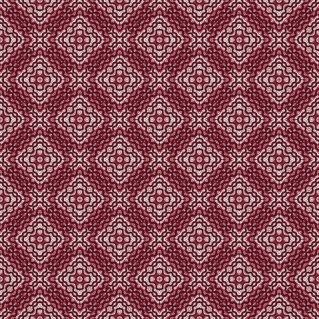 Red flower wave ethnic ikat fabric pattern background seamless creative african batik fashion style