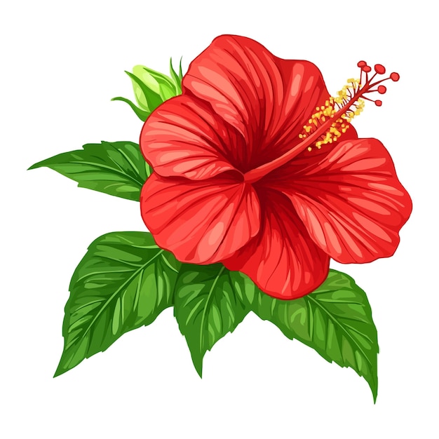 紅色花與綠色葉 矢量花片段