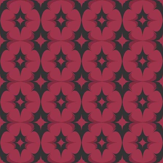 Red flowers geometric seamless pattern