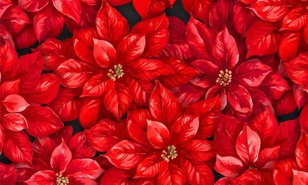 Vector red flowers seamless pattern background