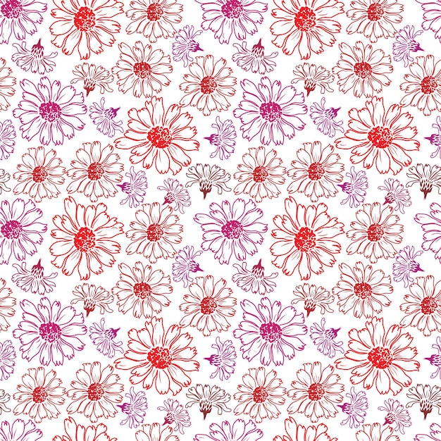 Red flowers seamless pattern