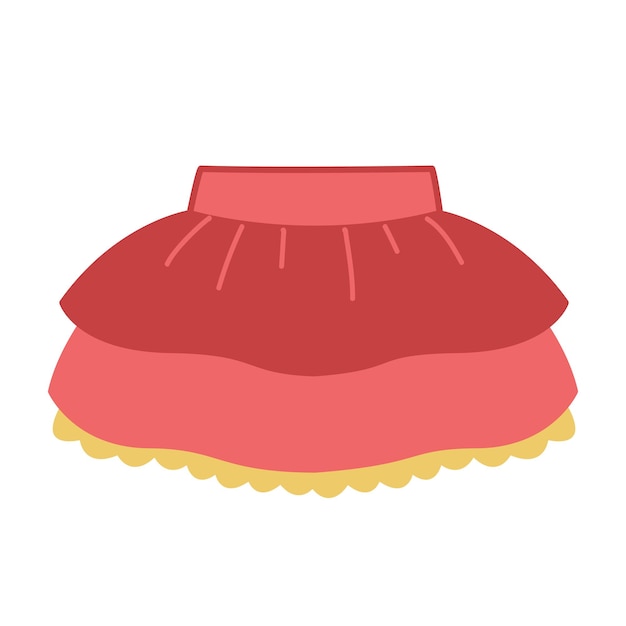 Red fluffy skirt with ruffles Part of the children s wardrobe Baby clothes clipart Vecto