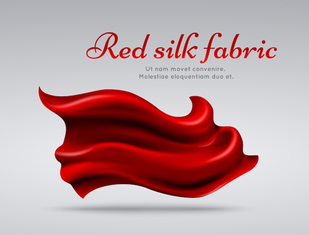 Vector red flying silk fabric abstact vector background