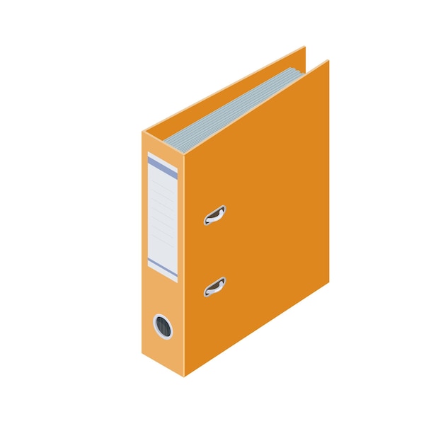 Vector red folder binder. office folder file. isometric flat illustration.