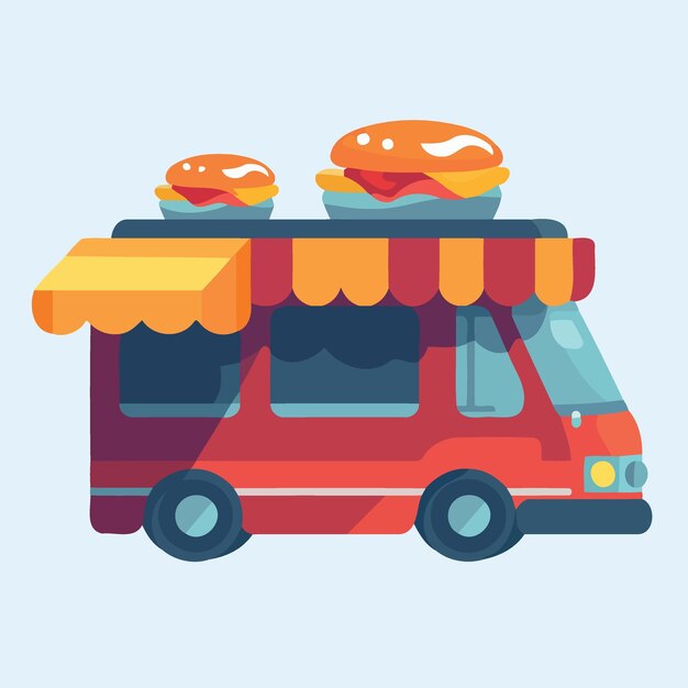 Vector red food truck vehicle