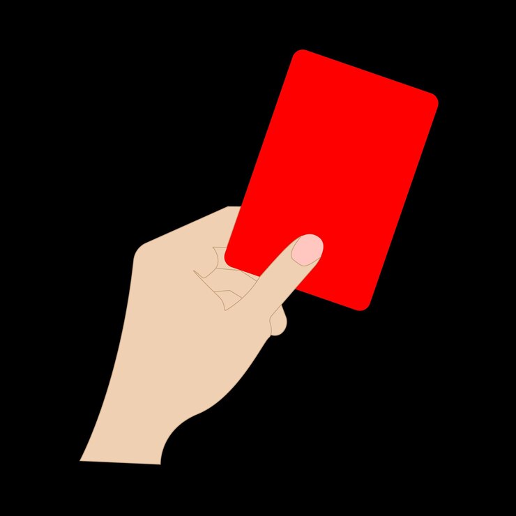 Vector red football card red card in the football referee's hand