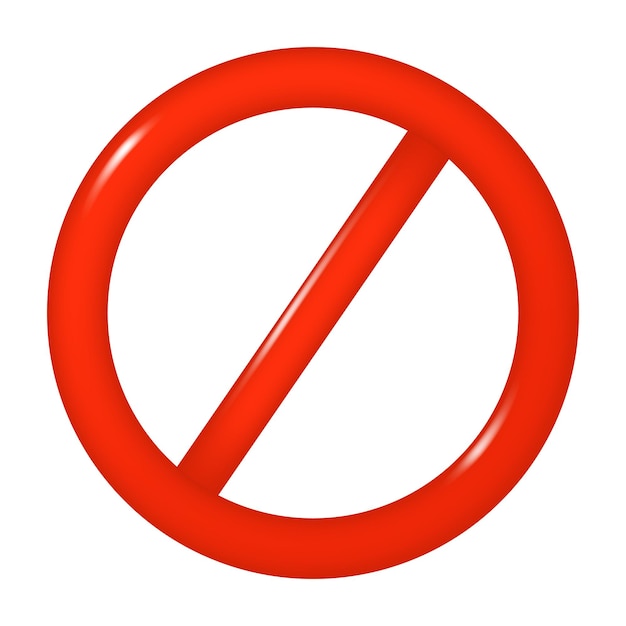 Vector red forbidden sign isolated on transparent background 3d icon vector illustration