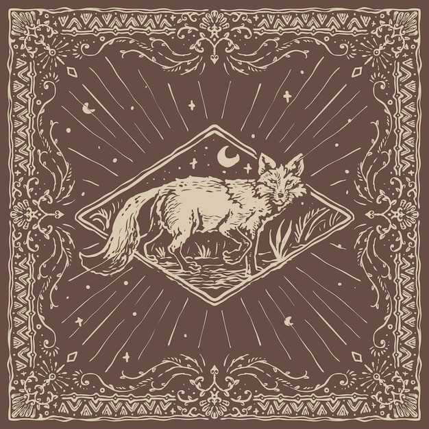 The red fox vintage pattern bandana design