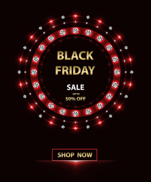 Cornice rossa banner del black friday