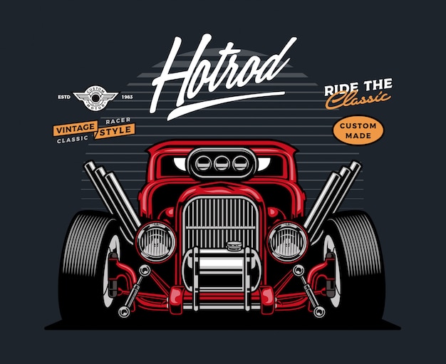 Красный лобовой автомобиль Hotrod