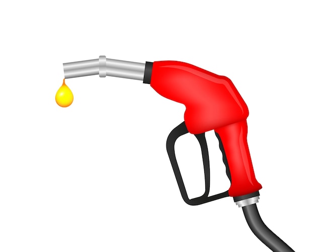 red fuel injector for gasoline diesel fuel gas isolated on white background oil fuel pump template pump nozzle oil dripping vector illustration
