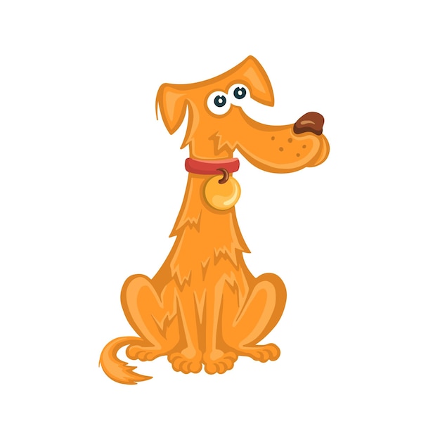 Red funny dog animal Vector illustration in cartoon style