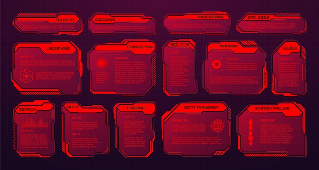 赤いフューチャリスティックな hud または ui エレメント scifi ユーザーインターフェースのテキストボックス コールアウト 警告メッセージフレーム