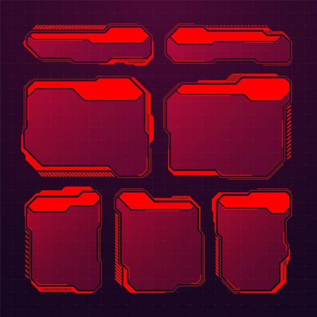 Красный футуристический hud или ui элементы scifi пользовательский интерфейс текстовые ящики вызывают рамки предупреждающих сообщений.