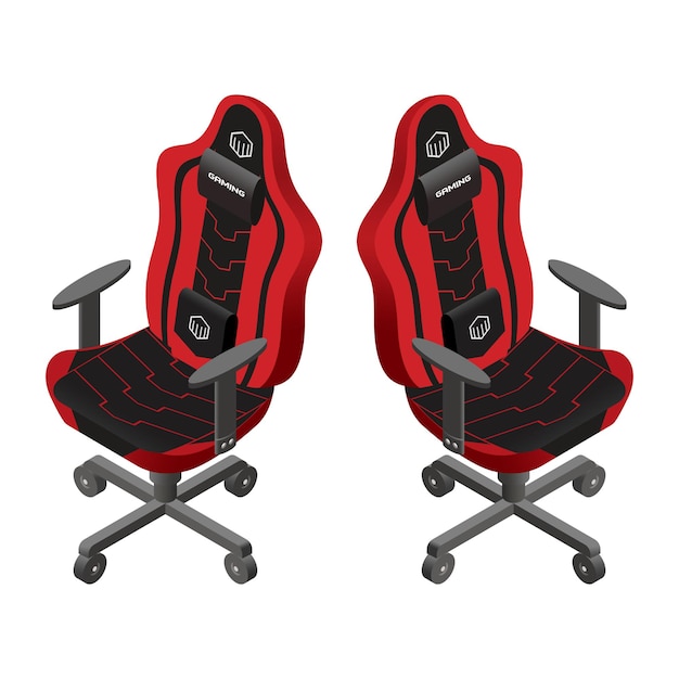 Vector red gaming chair isometric vector design