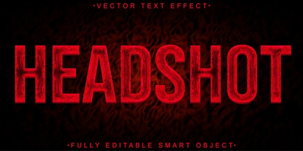 Red Gaming Headshot Vector Fully Editable Smart Object Text Effect