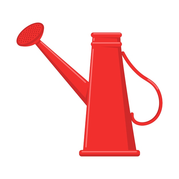 Red garden watering can vector cartoon illustration isolated on a white background